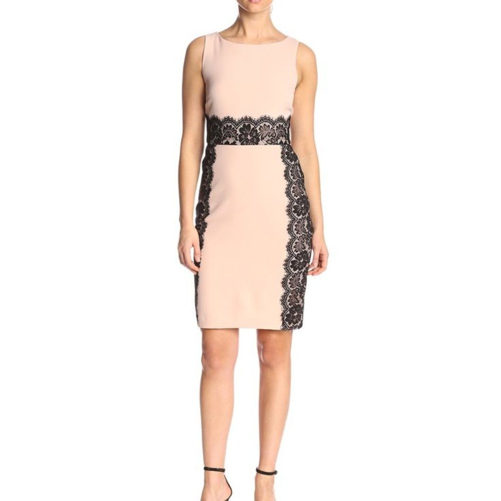 Julian Taylor New York Blush Dress with Black Lace Size 12-NWOT